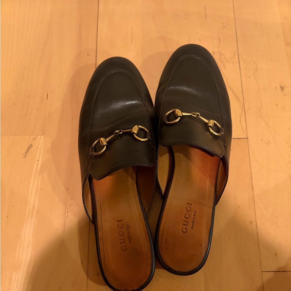 Gucci Dark Brown Leather Princetown Loafers - Picture 3 of 4